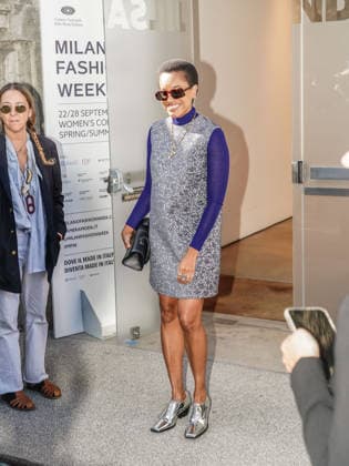 IPA88870949 - Milan, Milan Women s Fashion Week Spring Summer 2027 - Women s Fashion, Spring Summer 2027 - JIL SANDER runway show - arrivals - pictured: Tamu Mcpherson  Copyright: xEmanuelexRobertoxDexCarlix xx IPA88870949