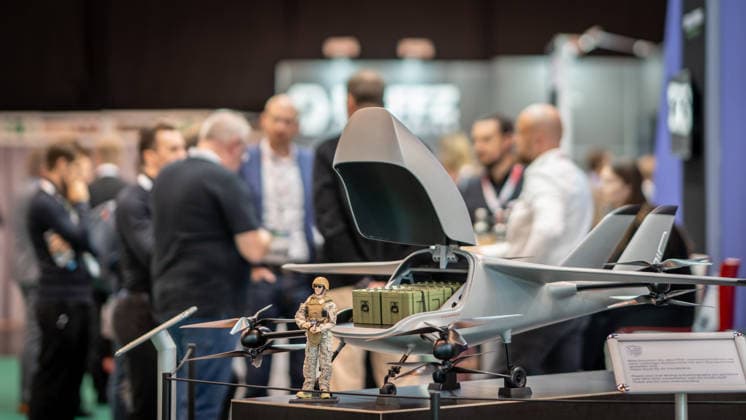 Blick in die Ausstellungshallen und auf das Messegelände -;Rüstungsmesse Euro Defence Expo 2026 in Essen, Deutschland, Essen Nordrhein-Westfalen Deutschland Messegelände
