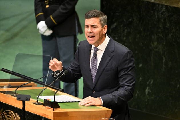 September 23, 2026, New York, New York, USA: President Santiago PENA Palacios of Paraguay addresses day 2 of the opening of the 81st Session of the United Nations General Assembly at United Nations Headquarters in New York, New York, USA on Wednesday, 23 September, 2026 New York USA - ZUMAs152 20260923_faa_s152_171 Copyright: xKylexMazzax