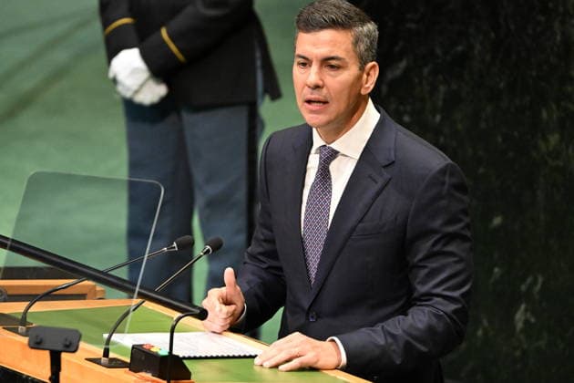 September 23, 2026, New York, New York, USA: President Santiago PENA Palacios of Paraguay addresses day 2 of the opening of the 81st Session of the United Nations General Assembly at United Nations Headquarters in New York, New York, USA on Wednesday, 23 September, 2026 New York USA  - ZUMAs152 20260923_faa_s152_185 Copyright: xKylexMazzax