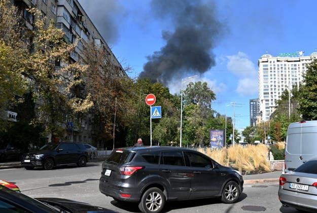 Russian Drone Strike In Kyiv Firefighters work at the site of a business center hit by a Russian drone strike in Kyiv, on September 23, 2026. KYIV Ukraine  Copyright: xOleksandrxGusevx originalFilename: gusev-russiand260923_npdTk.jpg