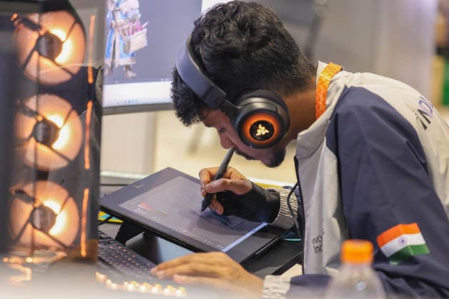 SHANGHAI, CHINA - SEPTEMBER 23: A competitor participates in the 3D Digital Game Art competition during the 48th WorldSkills on September 23, 2026 in Shanghai, China. The 48th WorldSkills competition is being held in Shanghai from September 10 to 25, 2026.  Copyright: xVCGx 111669072193
