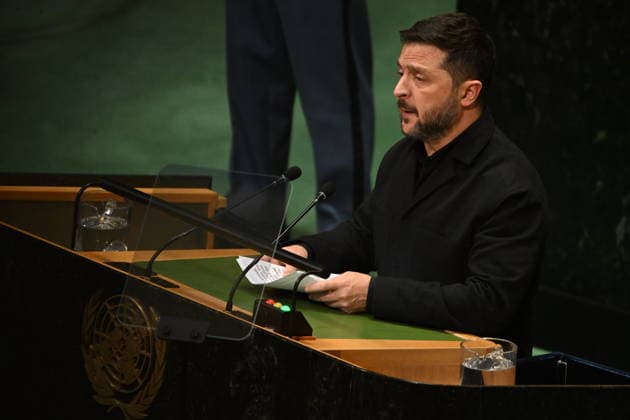 September 23, 2026, New York, New York, USA: President Volodymyr Zelenskyy of Ukraine addresses day 2 of the opening of the 81st Session of the United Nations General Assembly at United Nations Headquarters in New York, New York, USA on Wednesday, 23 September, 2026 New York USA  - ZUMAs152 20260923_faa_s152_270 Copyright: xKylexMazzax