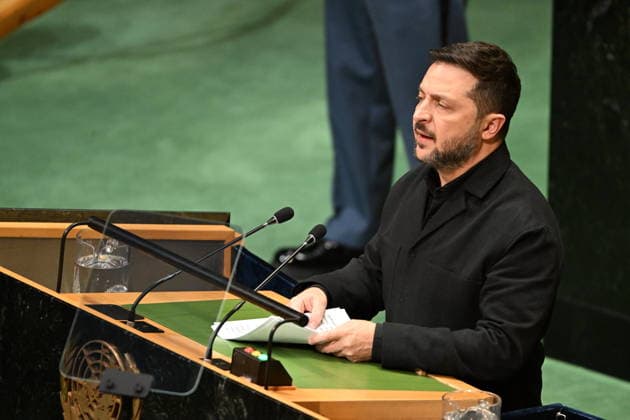 September 23, 2026, New York, New York, USA: President Volodymyr Zelenskyy of Ukraine addresses day 2 of the opening of the 81st Session of the United Nations General Assembly at United Nations Headquarters in New York, New York, USA on Wednesday, 23 September, 2026 New York USA - ZUMAs152 20260923_faa_s152_256 Copyright: xKylexMazzax