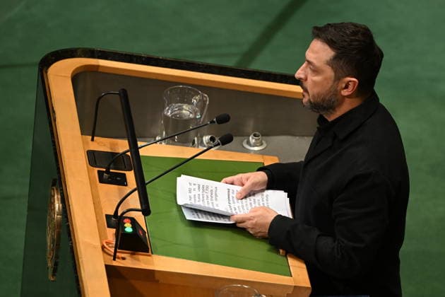 September 23, 2026, New York, New York, USA: President Volodymyr Zelenskyy of Ukraine addresses day 2 of the opening of the 81st Session of the United Nations General Assembly at United Nations Headquarters in New York, New York, USA on Wednesday, 23 September, 2026 New York USA  - ZUMAs152 20260923_faa_s152_286 Copyright: xKylexMazzax