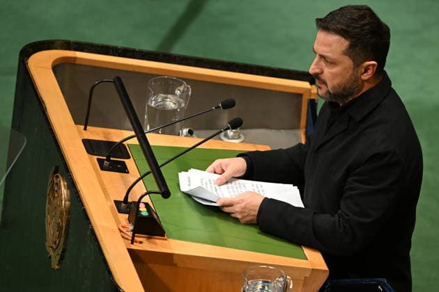 September 23, 2026, New York, New York, USA: President Volodymyr Zelenskyy of Ukraine addresses day 2 of the opening of the 81st Session of the United Nations General Assembly at United Nations Headquarters in New York, New York, USA on Wednesday, 23 September, 2026 New York USA - ZUMAs152 20260923_faa_s152_304 Copyright: xKylexMazzax