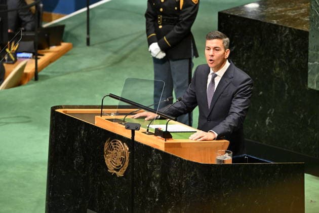 President Santiago PENA Palacios of Paraguay addresses day 2 of the opening of the 81st Session of the United Nations General Assembly at United Nations Headquarters in New York, New York, USA on Wednesday, 23 September, 2026. Copyright: xKylexMazzax xPoolxviaxCNPx MediaPunchx