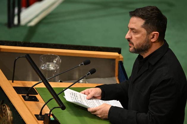 September 23, 2026, New York, New York, USA: President Volodymyr Zelenskyy of Ukraine addresses day 2 of the opening of the 81st Session of the United Nations General Assembly at United Nations Headquarters in New York, New York, USA on Wednesday, 23 September, 2026 New York USA  - ZUMAs152 20260923_faa_s152_297 Copyright: xKylexMazzax