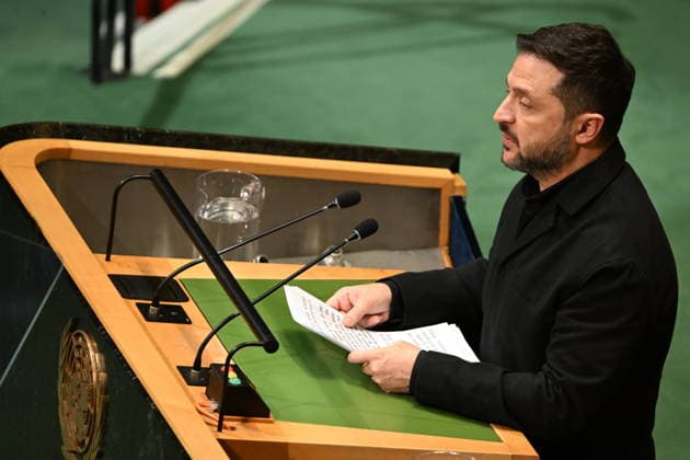 September 23, 2026, New York, New York, USA: President Volodymyr Zelenskyy of Ukraine addresses day 2 of the opening of the 81st Session of the United Nations General Assembly at United Nations Headquarters in New York, New York, USA on Wednesday, 23 September, 2026 New York USA  - ZUMAs152 20260923_faa_s152_306 Copyright: xKylexMazzax