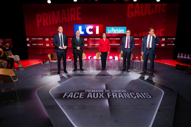 First Debate of the French Socialist Party Primary - Paris EB Raphael Glucksmann, Emmanuel Maurel, Segolene Royal, Olivier Faure and Jerome Guedj during the First Debate of the French Socialist Party Primary at TF1 in Paris on November, 2026. Photo by Eliot Blondet ABACAPRESS.COM Paris France France  Copyright: xBlondetxEliot ABACAx