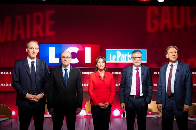 First Debate of the French Socialist Party Primary - Paris EB Raphael Glucksmann, Emmanuel Maurel, Segolene Royal, Olivier Faure and Jerome Guedj during the First Debate of the French Socialist Party Primary at TF1 in Paris on November, 2026. Photo by Eliot Blondet ABACAPRESS.COM Paris France France  Copyright: xBlondetxEliot ABACAx