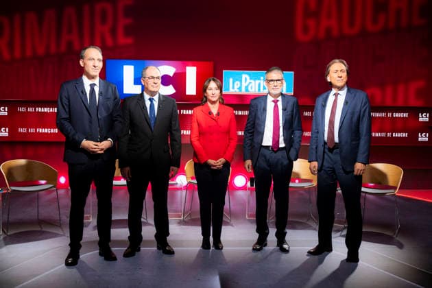 First Debate of the French Socialist Party Primary - Paris EB Raphael Glucksmann, Emmanuel Maurel, Segolene Royal, Olivier Faure and Jerome Guedj during the First Debate of the French Socialist Party Primary at TF1 in Paris on November, 2026. Photo by Eliot Blondet ABACAPRESS.COM Paris France France  Copyright: xBlondetxEliot ABACAx