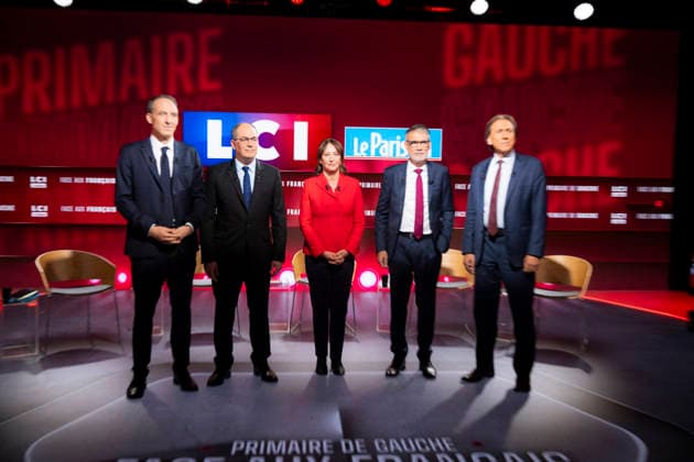 First Debate of the French Socialist Party Primary - Paris EB Raphael Glucksmann, Emmanuel Maurel, Segolene Royal, Olivier Faure and Jerome Guedj during the First Debate of the French Socialist Party Primary at TF1 in Paris on November, 2026. Photo by Eliot Blondet ABACAPRESS.COM Paris France France  Copyright: xBlondetxEliot ABACAx