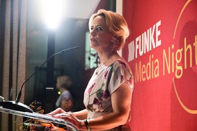 FUNKE Media Night ** NUR FÜR REDAKTIONELLE ZWECKE ** EDITORIAL USE ONLY **<p>Die Media Night im Stue, Julia Becker, Verlegerin der Funke-Mediengruppe , fotografiert am 23.09.2026 in Berlin. Berlin Berlin Berlin Copyright: MaurizioxGambarini