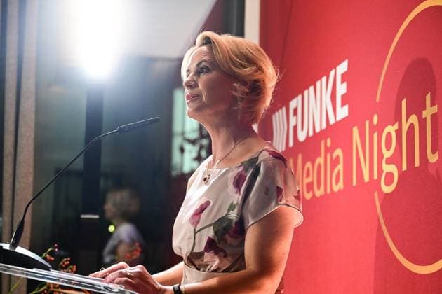 FUNKE Media Night ** NUR FÜR REDAKTIONELLE ZWECKE ** EDITORIAL USE ONLY **<p>Die Media Night im Stue, Julia Becker, Verlegerin der Funke-Mediengruppe , fotografiert am 23.09.2026 in Berlin. Berlin Berlin Berlin Copyright: MaurizioxGambarini