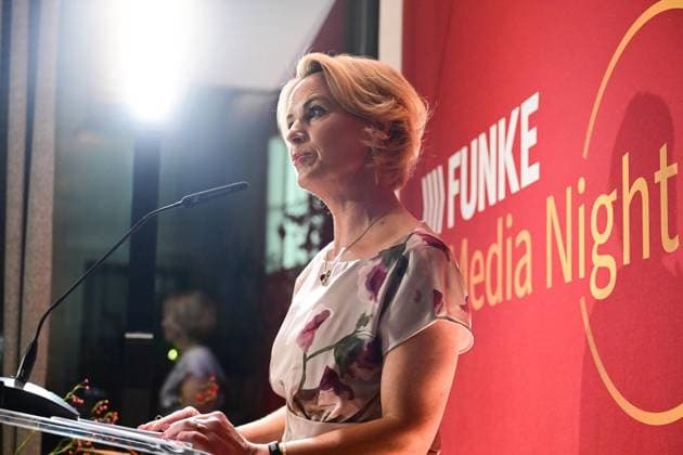 FUNKE Media Night ** NUR FÜR REDAKTIONELLE ZWECKE ** EDITORIAL USE ONLY **<p>Die Media Night im Stue, Julia Becker, Verlegerin der Funke-Mediengruppe , fotografiert am 23.09.2026 in Berlin. Berlin Berlin Berlin Copyright: MaurizioxGambarini