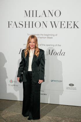 IPA88882634 - Milan, Milan Women™s Fashion Week Spring Summer 2027 - Women™s Fashion, Spring Summer 2027 - Gala Dinner hosted by the National Chamber of Italian Fashion - Arrivals Pictured: Giorgia Meloni  Copyright: xRiccardoxGIordanox xRiccardoxGiordano IPAx IPA88882634
