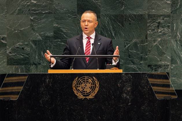 September 23, 2026, New York City, USA: Polish President Karol Nawrocki addresses world leaders during the General Debate of the 81st session of the United Nations General Assembly at the UN Headquarters in New York City New York City USA  - ZUMAl194 20260923_zip_l194_049 Copyright: xMarekxLadzinskix