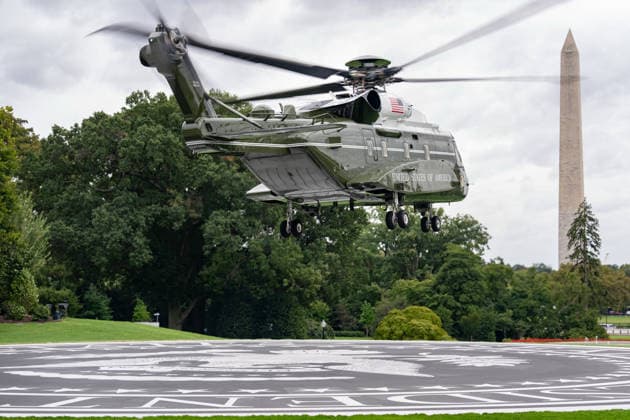 September 23, 2026, Washington, District of Columbia, United States: President Donald Trump and First Lady Melania Trump head to Joint Base Andrews on Marine One to welcome Chinese President Xi for a bilateral summit on September 23, 2026. Washington United States - ZUMAl312 20260923_znp_l312_016 Copyright: xAndrewxLeydenx