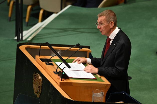 September 23, 2026, New York, New York, USA: President Edgars RINK?VI?S of the Republic of Latvia addresses day 2 of the opening of the 81st Session of the United Nations General Assembly at United Nations Headquarters in New York, New York, USA on Wednsday, 23 September, 2026 New York USA  - ZUMAs152 20260923_faa_s152_054 Copyright: xKylexMazzax