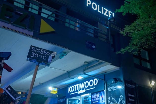 September 23, 2026, Berlin, Berlin, Germany: A small crowd of protestors gathered at Kottbuser Tor and marched until Goerlitzer Park protesting against the use of AI cameras in the areas..Since beginning of September Berlin city government has installed and is under operation a system of AI cameras monitoring the areas of high criminality with a lot of questions open regarding who is able to have access and process the data being collected. Berlin Germany - ZUMAk201 20260923_zip_k201_006 Copyright: xNikosxKanistrasx