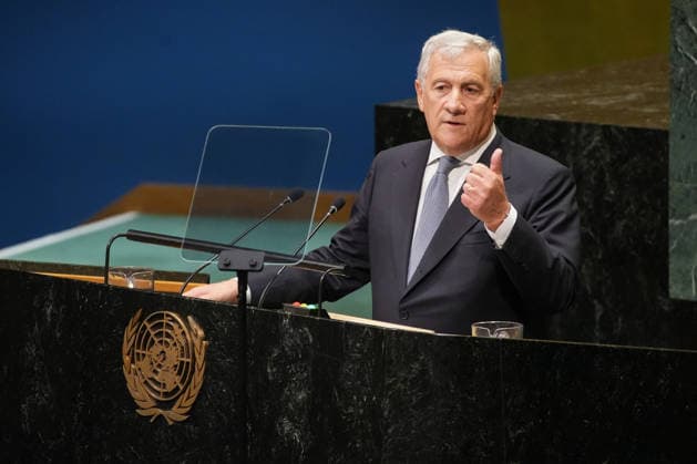 Deputy Prime Minister of the Republic of Italy Antonio Tajani speaks at the UN General Assembly 81st session General Debate in UN General Assembly Hall at the United Nations Headquarters on Wednesday, September 23, 2026 in New York City.  NYP202609235037 STEPHANIxSPINDEL