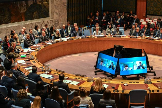 September 23, 2026, New York, New York, USA: Anthropic CEO Dario Amodei and Huggingface CEO Clement Delangue virtually attend the United Nations Security Council meeting on AI and OpenAI CEO Sam Altman, left, attends in person the United Nations Security Council meeting on AI at United Nations Headquarters in New York, New York, USA on Wednesday, 23 September, 2026 New York USA - ZUMAs152 20260923_faa_s152_445 Copyright: xKylexMazzax
