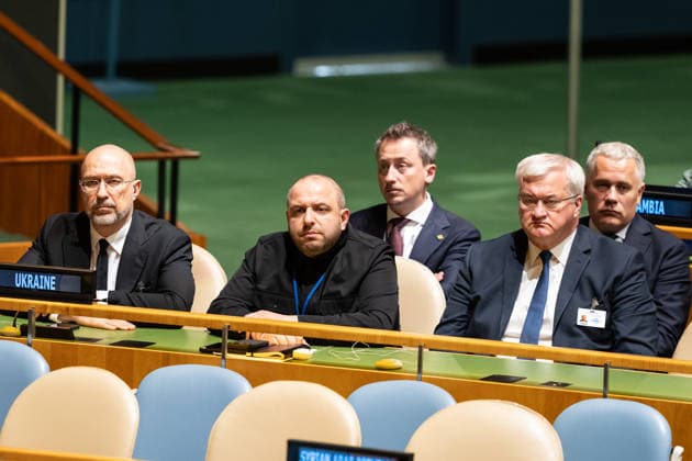 UNGA81 GEneral Debates Day 2 as President of Ukraine Volodymyr Zelenskyy speaks Ukrainian delegation attends as President of Ukraine Volodymyr Zelenskyy speaks during General Debates on day 2 of UN General Assembly 81 at UN headquarters in New York, NY on September 23, 2026. New York New York United States Copyright: LevxRadin