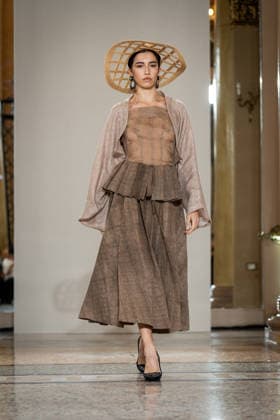 KEQIAO fashion show during the Milan Fashion Week - Womenswear Spring Summer 2027 in Milan, Italy, on 23 September 2026. A model walks the runway at KEQIAO fashion show during the Milan Fashion Week - Womenswear Spring Summer 2027 in Milan, Italy, on 23 September 2026., Credit:Stefano Costantino TTL Stefano Costantino Avalon Italy, Milan  Copyright: xStefanoxCostantinoxTTLx xStefanoxCostantinox xAvalonx 1137645529
