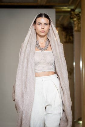 KEQIAO fashion show during the Milan Fashion Week - Womenswear Spring Summer 2027 in Milan, Italy, on 23 September 2026. A model walks the runway at KEQIAO fashion show during the Milan Fashion Week - Womenswear Spring Summer 2027 in Milan, Italy, on 23 September 2026., Credit:Stefano Costantino TTL Stefano Costantino Avalon Italy, Milan  Copyright: xStefanoxCostantinoxTTLx xStefanoxCostantinox xAvalonx 1137645571