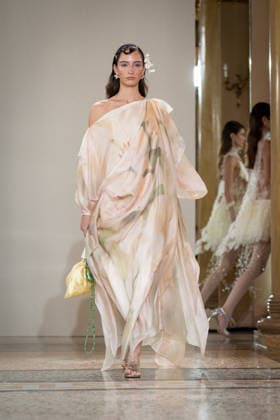 KEQIAO fashion show during the Milan Fashion Week - Womenswear Spring Summer 2027 in Milan, Italy, on 23 September 2026. A model walks the runway at KEQIAO fashion show during the Milan Fashion Week - Womenswear Spring Summer 2027 in Milan, Italy, on 23 September 2026., Credit:Stefano Costantino TTL Stefano Costantino Avalon Italy, Milan  Copyright: xStefanoxCostantinoxTTLx xStefanoxCostantinox xAvalonx 1137645944