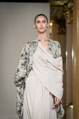 KEQIAO fashion show during the Milan Fashion Week - Womenswear Spring Summer 2027 in Milan, Italy, on 23 September 2026. A model walks the runway at KEQIAO fashion show during the Milan Fashion Week - Womenswear Spring Summer 2027 in Milan, Italy, on 23 September 2026., Credit:Stefano Costantino TTL Stefano Costantino Avalon Italy, Milan  Copyright: xStefanoxCostantinoxTTLx xStefanoxCostantinox xAvalonx 1137646498