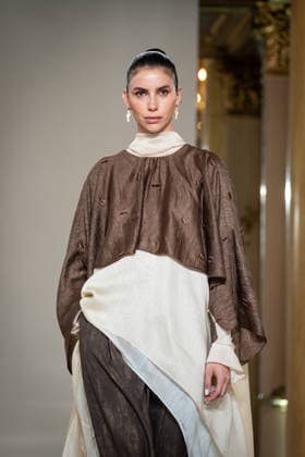 KEQIAO fashion show during the Milan Fashion Week - Womenswear Spring Summer 2027 in Milan, Italy, on 23 September 2026. A model walks the runway at KEQIAO fashion show during the Milan Fashion Week - Womenswear Spring Summer 2027 in Milan, Italy, on 23 September 2026., Credit:Stefano Costantino TTL Stefano Costantino Avalon Italy, Milan  Copyright: xStefanoxCostantinoxTTLx xStefanoxCostantinox xAvalonx 1137646604