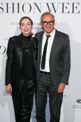 MFW - Gala Dinner hosted by the National Chamber of Italian Fashion Francesca Rocca and Carlo Capasa, President of the National Chamber of Italian Fashion, arrive at the Milan Women s Fashion Week Spring Summer 2027 Gala Dinner in Milan, Italy on September 23, 2026. Photo by Riccardo Giordano IPA ABACAPRESS.COM Milan Italy  Copyright: xGiordanoxRiccardo IPA ABACAx