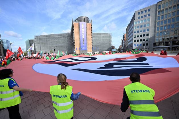 European trade unions protest ‘EU Inc.’ proposal in Brussels BRUSSELS, BELGIUM - SEPTEMBER 24: Hundreds of people gather at Schuman Square in front of European Union institutions during a protest organized by the European Trade Union Confederation (ETUC) and various Belgian trade unions against the proposed EU Inc. framework, which aims to simplify company formation across the EU, in Brussels, Belgium, on September 24, 2026. Dursun Aydemir Anadolu Brussels Belgium. Editorial use only. Please get in touch for any other usage.  Copyright: x2026xAnadoluxDursunxAydemirx