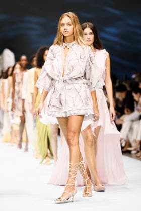 MFW Spring Summer 2027 Laila Hasanovic Genny catwalk MP MILAN, ITALY - SEPTEMBER 24: Laila Hasanovic walks Genny catwalk during the Milan Fashion Week - Womenswear Spring Summer 2027 on September 24, 2026 in Milan, Italy. Photo by Marco Piovanotto Abacapress.com Milan Italy  Copyright: xPiovanottoxMarco ABACAx