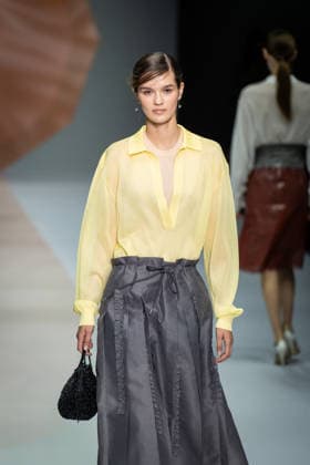 Anteprima fashion show during the Milan Fashion Week - Womenswear Spring Summer 2027 in Milan, Italy, on 24 September 2026. A model walks the runway at Anteprima fashion show during the Milan Fashion Week - Womenswear Spring Summer 2027 in Milan, Italy, on 24 September 2026., Credit:Stefano Costantino TTL Stefano Costantino Avalon Italy, Milan  Copyright: xStefanoxCostantinoxTTLx xStefanoxCostantinox xAvalonx 1137815065