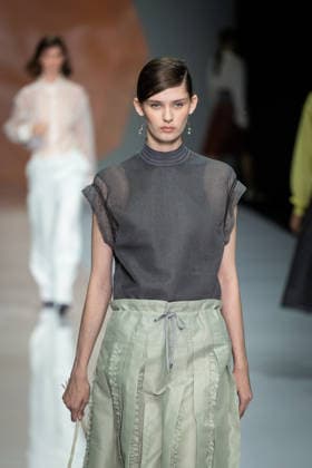 Anteprima fashion show during the Milan Fashion Week - Womenswear Spring Summer 2027 in Milan, Italy, on 24 September 2026. A model walks the runway at Anteprima fashion show during the Milan Fashion Week - Womenswear Spring Summer 2027 in Milan, Italy, on 24 September 2026., Credit:Stefano Costantino TTL Stefano Costantino Avalon Italy, Milan  Copyright: xStefanoxCostantinoxTTLx xStefanoxCostantinox xAvalonx 1137815075