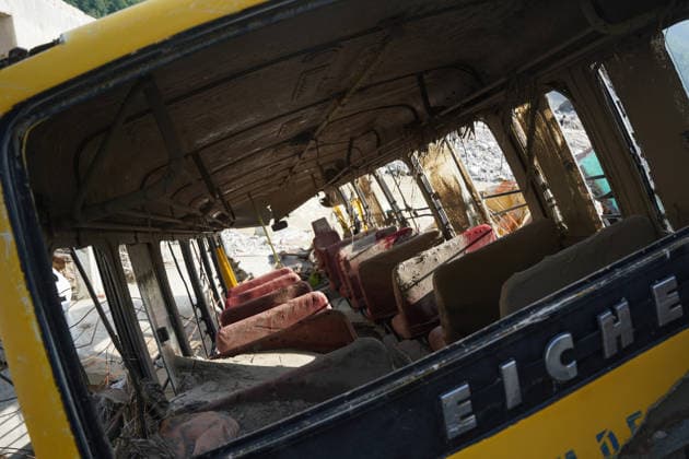 September 24, 2026, Rasuwa, Bagmati, Nepal: A school bus swept away by the Bhote Koshi flood on August 26, 2026, at Betrawati, Uttargaya Rural Municipality-5, Rasuwa district. Rasuwa Nepal  - ZUMAa308 20260924_znp_a308_005 Copyright: xChandraxBahadurxAlex