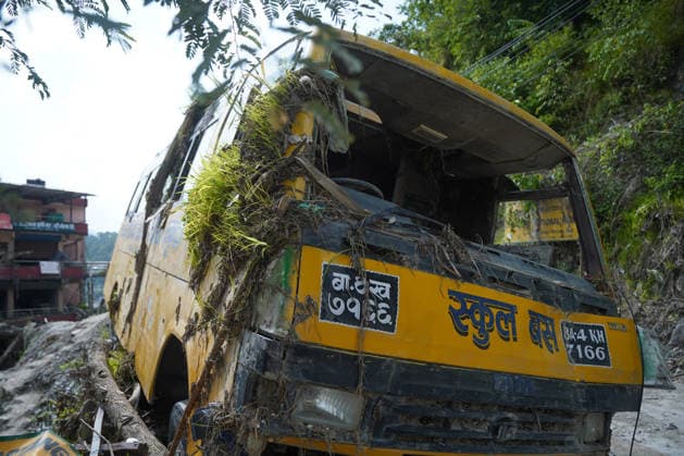 September 24, 2026, Rasuwa, Bagmati, Nepal: A school bus swept away by the Bhote Koshi flood on August 26, 2026, at Betrawati, Uttargaya Rural Municipality-5, Rasuwa district. Rasuwa Nepal  - ZUMAa308 20260924_znp_a308_011 Copyright: xChandraxBahadurxAlex