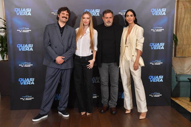 IPA88911870 - Rome, Hotel Bristol: Photocall for the film Quasi Vera. Pictured: Frank Matano, Taylor Mega, Fausto Brizzi, Rocio Munoz Morales  Copyright: xVincenzoxLandix xLandi Provvisionatox IPA88911870