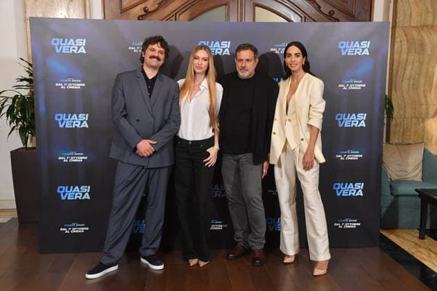 IPA88911895 - Rome, Hotel Bristol: Photocall for the film Quasi Vera. Pictured: Frank Matano, Taylor Mega, Fausto Brizzi, Rocio Munoz Morales  Copyright: xVincenzoxLandix xLandi Provvisionatox IPA88911895