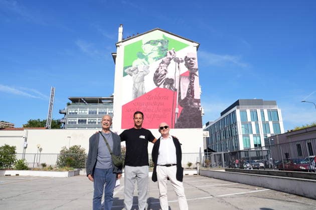 IPA88919485 - Milan, September 24, 2026: Unveiling of the mural dedicated to Sandro Pertini on Via Oglio, with Umberto Voltolina and Luca Rancy  Copyright: xDuilioxPiaggesix xDuilioxPiaggesix IPA88919485