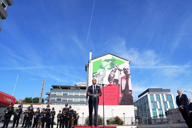 IPA88919548 - Milan, September 24, 2026: Unveiling of the mural dedicated to Sandro Pertini on Via Oglio with Giuseppe Sala  Copyright: xDuilioxPiaggesix xDuilioxPiaggesix IPA88919548