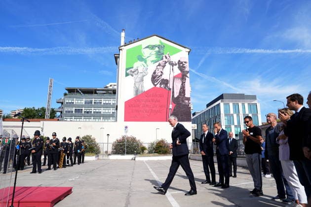 IPA88919458 - Milan, September 24, 2026: Unveiling of the mural dedicated to Sandro Pertini on Via Oglio with Stefano Bianco  Copyright: xDuilioxPiaggesix xDuilioxPiaggesix IPA88919458
