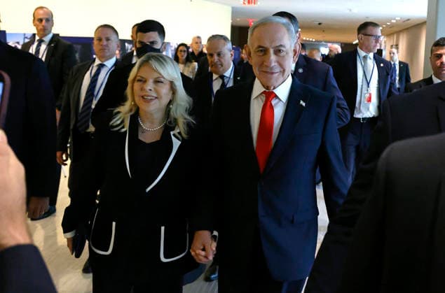 Prime Minister of Israel Benjamin Netanyahu and wife Sara arrive before giving his speech at the UN General Assembly 81st session General Debate at the United Nations Headquarters on Thursday, September 24, 2026 in New York City.  NYP202609244014 PETERxFOLEY