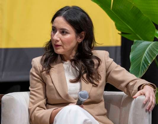 September 24, 2026, Austin, Tx, USA: Democratic Representative and candidate for Texas governor GINA HINOJOSA talks of her plan to defeat longtime incumbent Republican Greg Abbott (not shown) during the opening session of the Texas Tribune Festival on September 24, 2026 in Austin. Austin USA  - ZUMAd150 20260924_znp_d150_007 Copyright: xBobxDaemmrichx
