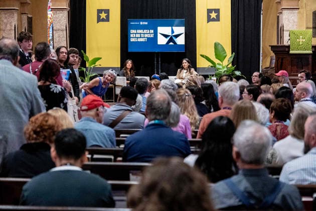 September 24, 2026 Gina Hinojosa, State Representative (D-Austin), running for Governor of Texas in 2026, speaking at The Texas Tribune Festival about her vision for Texas and what it would take to turn the state blue St. Davids Episcopal Church, Austin, Texas, CSM, Austin, United States of America  - ZUMAc04_ 1083717909st Copyright: xMarioxCantux