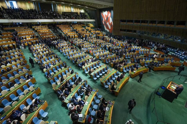 Delegates leave UN General Assembly as Netanyahu arrives to speak NEW YORK, UNITED STATES - SEPTEMBER 24: Delegates from several countries leave the room as Israeli Prime Minister Benjamin Netanyahu speaks during the 81st session of the United Nations General Assembly at UN headquarters in New York, United States, on September 24, 2026. Mehmet Eser Anadolu New York United States. Editorial use only. Please get in touch for any other usage.  Copyright: x2026xAnadoluxMehmetxEserx