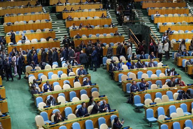 Delegates leave UN General Assembly as Netanyahu arrives to speak NEW YORK, UNITED STATES - SEPTEMBER 24: Delegates from several countries leave the room as Israeli Prime Minister Benjamin Netanyahu speaks during the 81st session of the United Nations General Assembly at UN headquarters in New York, United States, on September 24, 2026. Mehmet Eser Anadolu New York United States. Editorial use only. Please get in touch for any other usage.  Copyright: x2026xAnadoluxMehmetxEserx